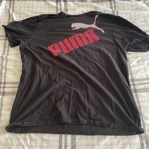 Puma Black Short Sleeve Tee with Red Logo